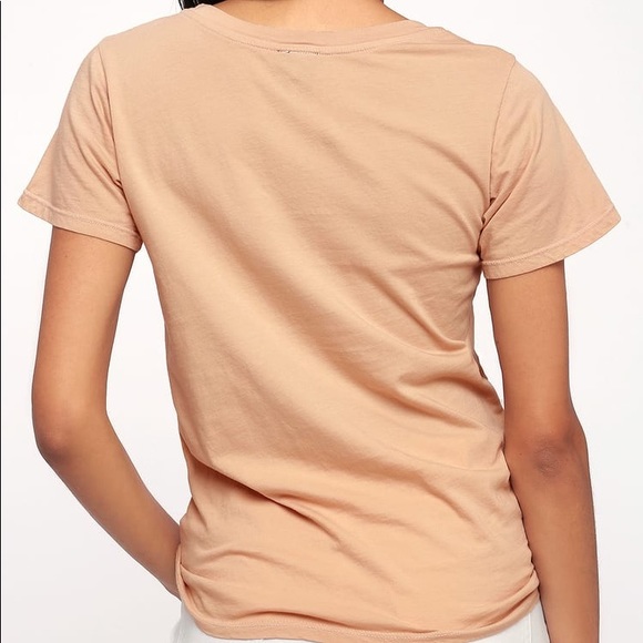 NWOT Lulus DAY tan knotted tee - Picture 5 of 7